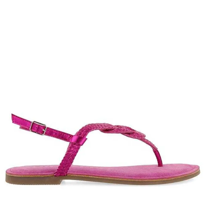 Gioseppo Sandalias Planas<Sandalias De Piel Trenzada Fucsia Para Mujer Zupanja