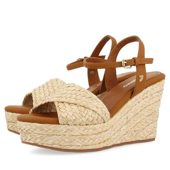 Gioseppo Sandalias Cuña<Sandalias De Rafia Con Cuña Y Plataforma Color Natural Para Mujer Allkaj