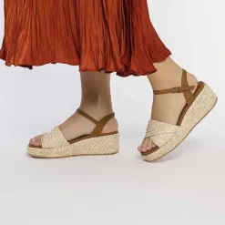 Gioseppo Sandalias Cuña<Sandalias De Rafia Con Plataforma Color Natural Para Mujer Coos
