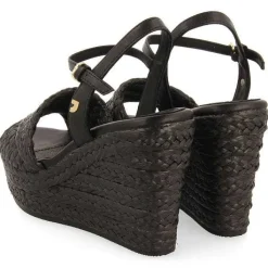 Gioseppo Sandalias Cuña<Sandalias De Rafia Negras Con Cuña Y Plataforma Mujer Allkaj