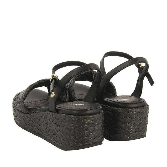 Gioseppo Sandalias Cuña<Sandalias De Rafia Negras Con Plataforma Para Mujer Coos