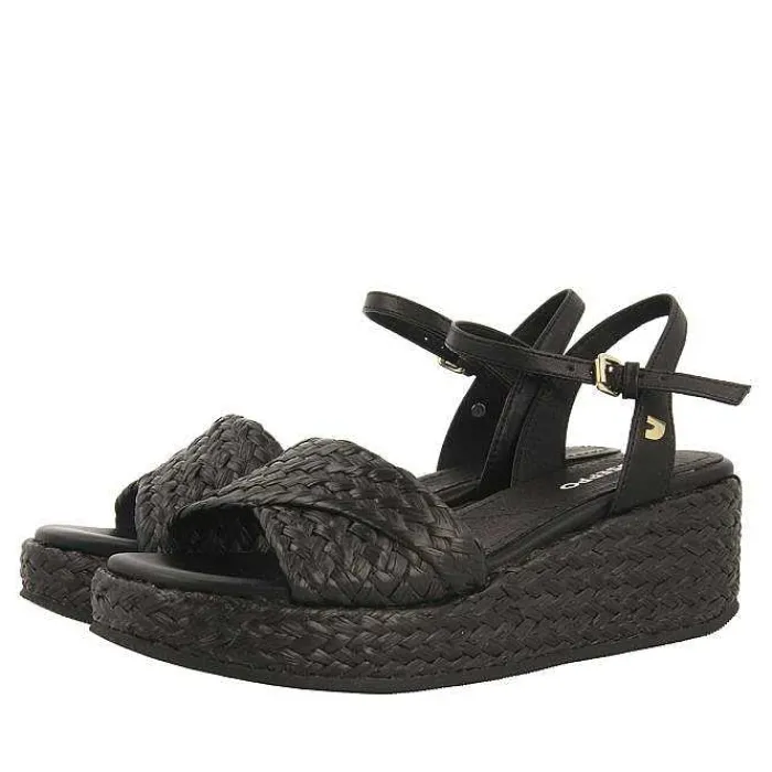 Gioseppo Sandalias Cuña<Sandalias De Rafia Negras Con Plataforma Para Mujer Coos