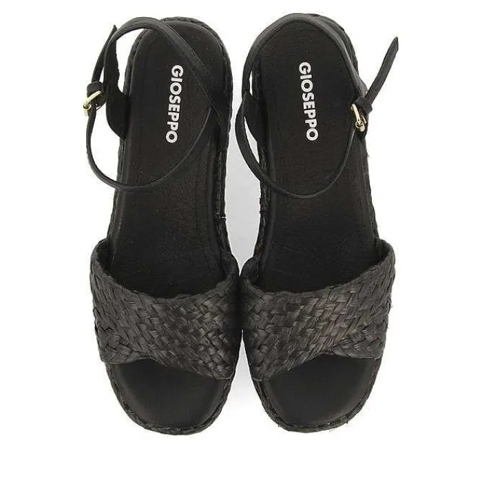 Gioseppo Sandalias Cuña<Sandalias De Rafia Negras Con Plataforma Para Mujer Coos