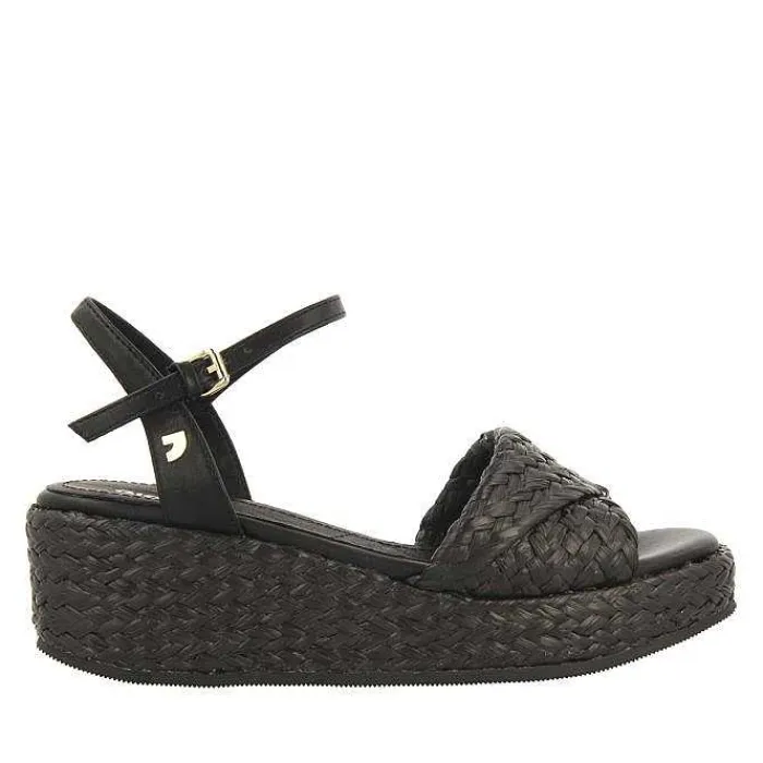 Gioseppo Sandalias Cuña<Sandalias De Rafia Negras Con Plataforma Para Mujer Coos