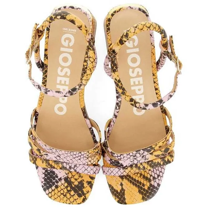 Gioseppo Sandalias Tacon<Sandalias De Tacon Con Estampado Animal Multicolor De Piel Para Mujer Kutalli