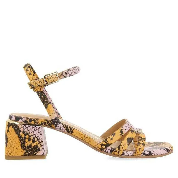 Gioseppo Sandalias Tacon<Sandalias De Tacon Con Estampado Animal Multicolor De Piel Para Mujer Kutalli