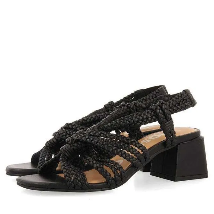 Gioseppo Sandalias Tacon<Sandalias De Tacon De Piel Negro Con Detalle Trenzado Para Mujer Maliq