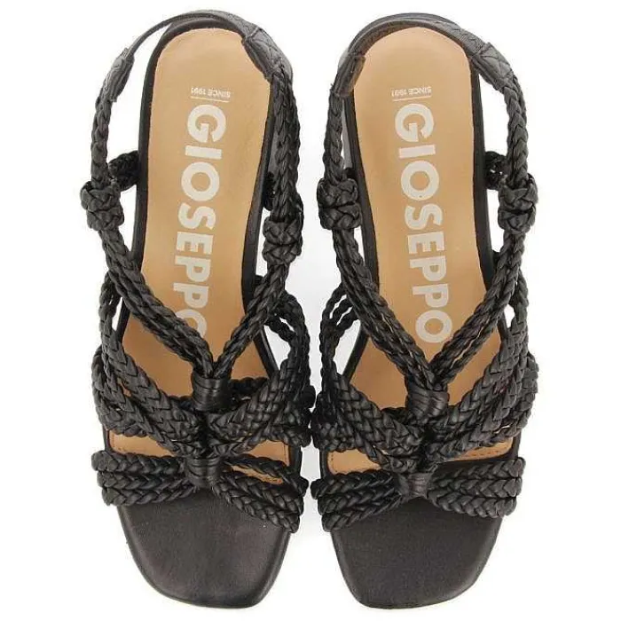 Gioseppo Sandalias Tacon<Sandalias De Tacon De Piel Negro Con Detalle Trenzado Para Mujer Maliq