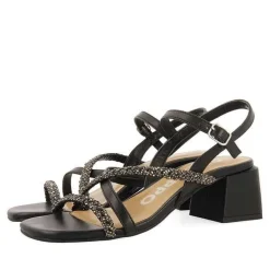 Gioseppo Sandalias Tacon<Sandalias De Tacon Negro Con Tiras Y Pedreria Para Mujer Niscemi