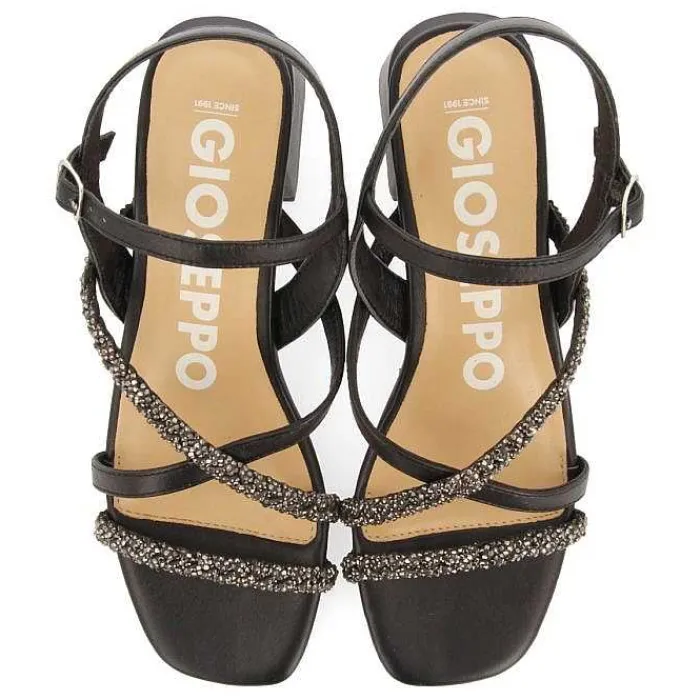 Gioseppo Sandalias Tacon<Sandalias De Tacon Negro Con Tiras Y Pedreria Para Mujer Niscemi