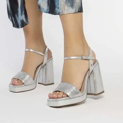 Gioseppo Sandalias Tacon<Sandalias De Tacon Plata Con Tira Acolchada Para Mujer Lehigh