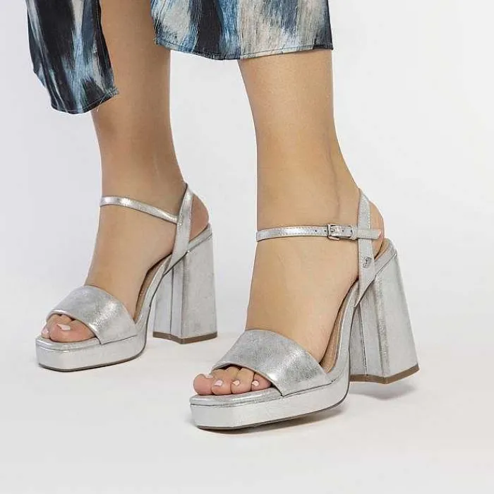 Gioseppo Sandalias Tacon<Sandalias De Tacon Plata Con Tira Acolchada Para Mujer Lehigh