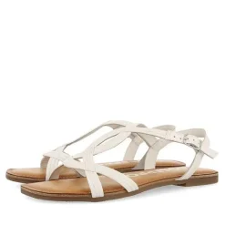 Gioseppo Sandalias Planas<Sandalias De Tira Cruzada De Piel Blanco Para Mujer Elbasan