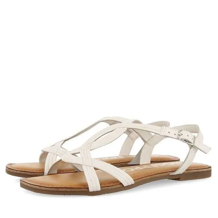 Gioseppo Sandalias Planas<Sandalias De Tira Cruzada De Piel Blanco Para Mujer Elbasan
