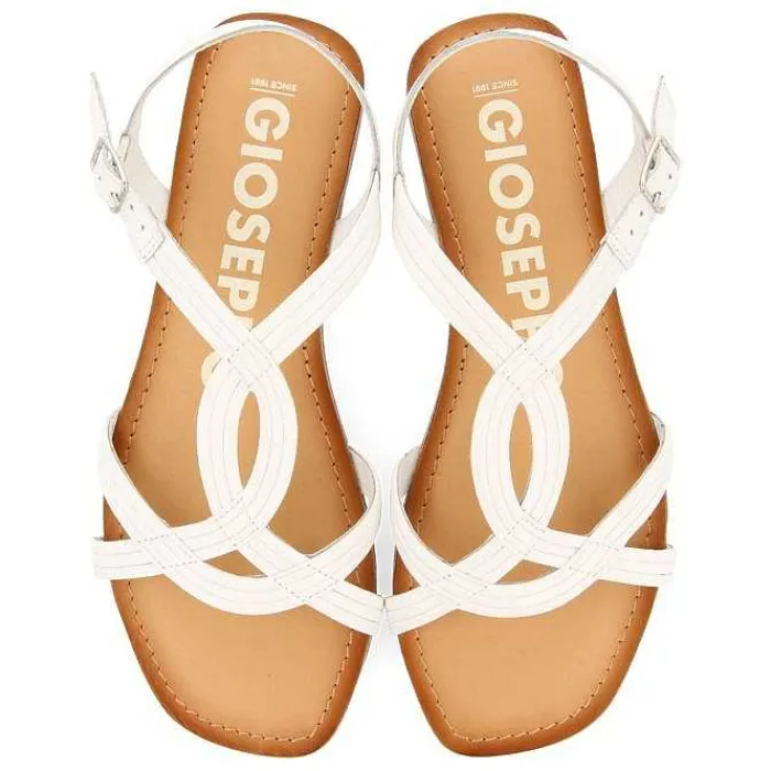 Gioseppo Sandalias Planas<Sandalias De Tira Cruzada De Piel Blanco Para Mujer Elbasan