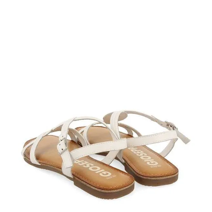 Gioseppo Sandalias Planas<Sandalias De Tira Cruzada De Piel Blanco Para Mujer Elbasan