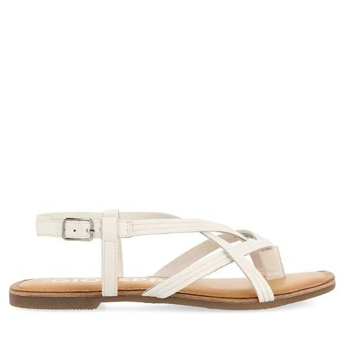 Gioseppo Sandalias Planas<Sandalias De Tira Cruzada De Piel Blanca Para Mujer Funare
