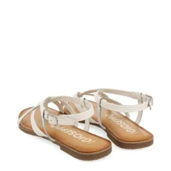 Gioseppo Sandalias Planas<Sandalias De Tira Cruzada De Piel Blanca Para Mujer Funare