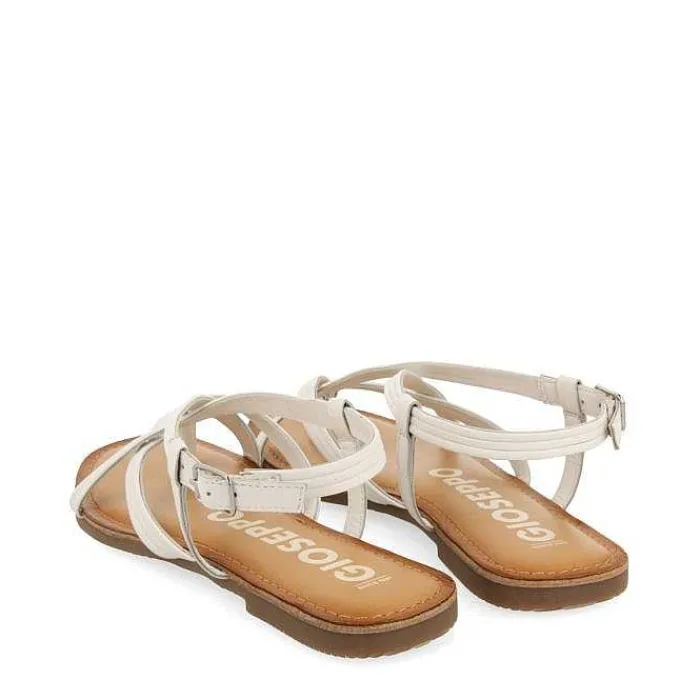 Gioseppo Sandalias Planas<Sandalias De Tira Cruzada De Piel Blanca Para Mujer Funare