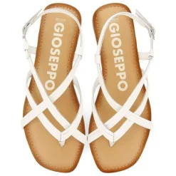 Gioseppo Sandalias Planas<Sandalias De Tira Cruzada De Piel Blanca Para Mujer Funare