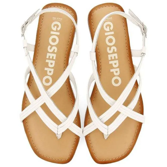 Gioseppo Sandalias Planas<Sandalias De Tira Cruzada De Piel Blanca Para Mujer Funare