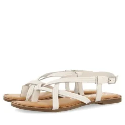 Gioseppo Sandalias Planas<Sandalias De Tira Cruzada De Piel Blanca Para Mujer Funare