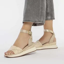 Gioseppo Sandalias Plataforma<Sandalias Deportivas Con Cuña Beige Y Oro Para Mujer Mehama