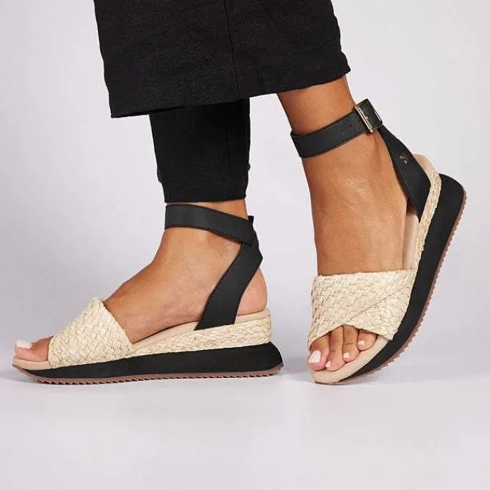 Gioseppo Sandalias Deportivas<Sandalias Deportivas Con Cuña Beige Y Negro Para Mujer Mehama