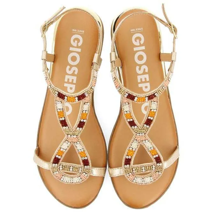 Gioseppo Sandalias Planas<Sandalias Dorada Con Piedras Multicolor Para Mujer Mulion