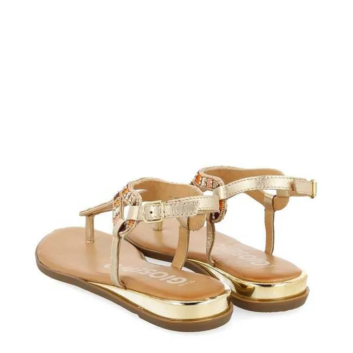 Gioseppo Sandalias Planas<Sandalias Dorada Con Piedras Multicolor Para Mujer Nyssa