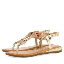 Gioseppo Sandalias Planas<Sandalias Dorada Con Piedras Multicolor Para Mujer Nyssa