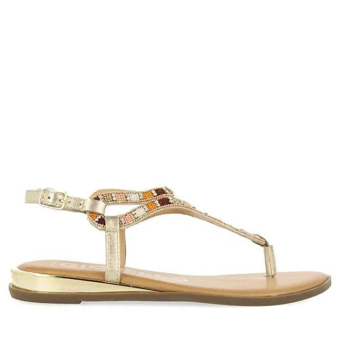 Gioseppo Sandalias Planas<Sandalias Dorada Con Piedras Multicolor Para Mujer Nyssa