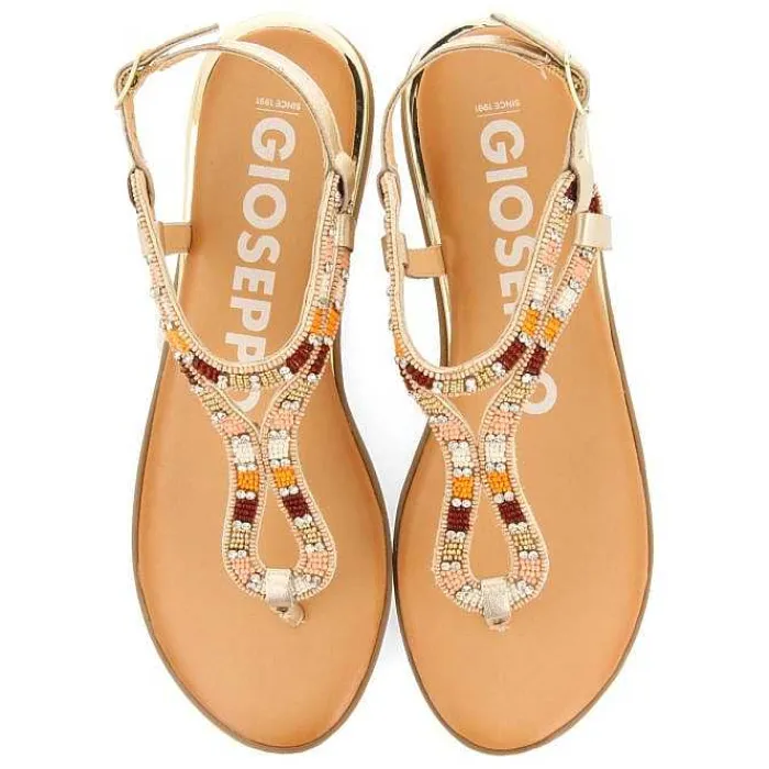 Gioseppo Sandalias Planas<Sandalias Dorada Con Piedras Multicolor Para Mujer Nyssa
