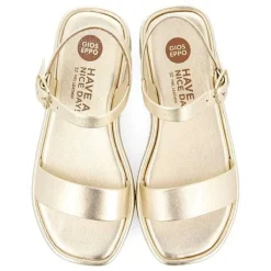 Gioseppo Niñas |Sandalias<Sandalias Doradas De Piel Y Piso Con Volumen Para Nina Y Nino Sheze