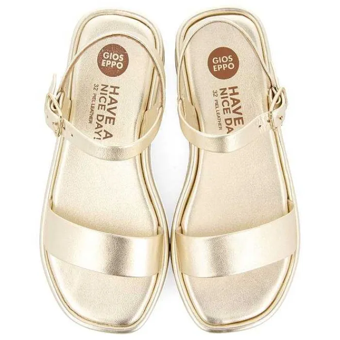 Gioseppo Niñas |Sandalias<Sandalias Doradas De Piel Y Piso Con Volumen Para Nina Y Nino Sheze