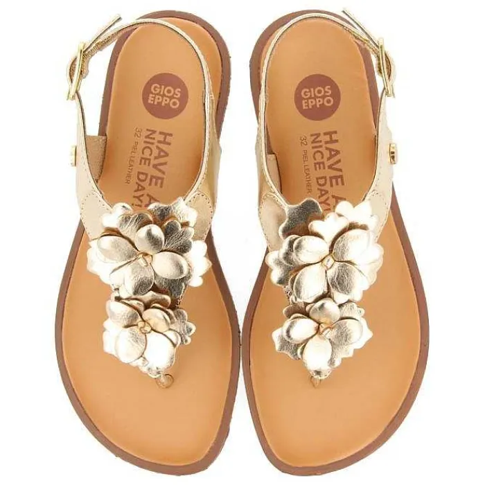 Gioseppo Niñas |Sandalias<Sandalias Doradas De Piel Con Adorno De Flores Para Nina Y Nino Imotski