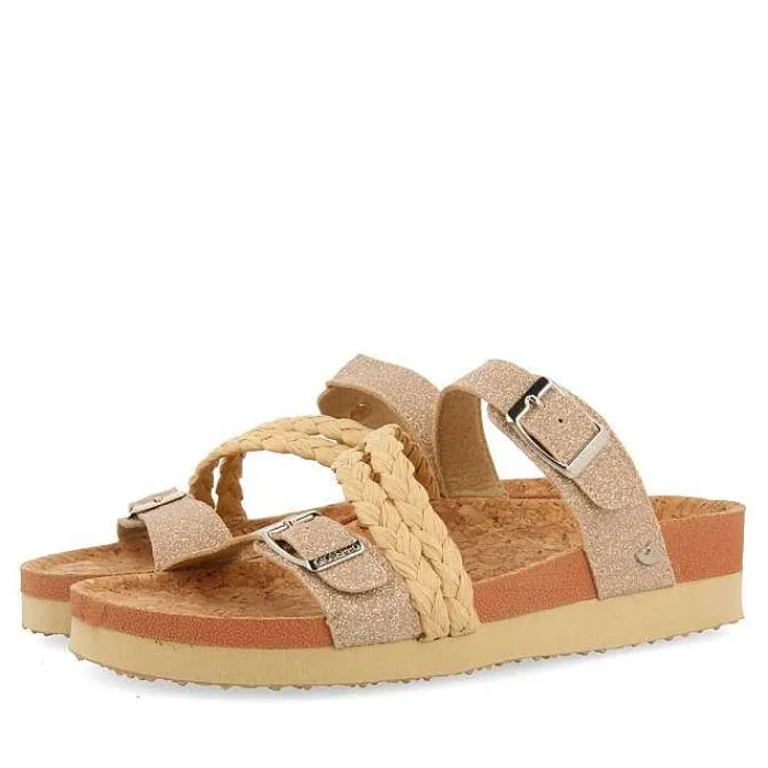 Gioseppo Chancletas<Sandalias Estilo Bio Con Tirantes Dorados Y Hebilla Para Mujer Loupian