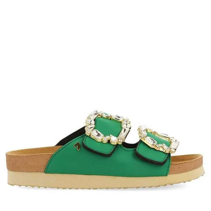 Gioseppo Sandalias Planas<Sandalias Estilo Bio Verde Mujer Aderklaa Adorno Joya