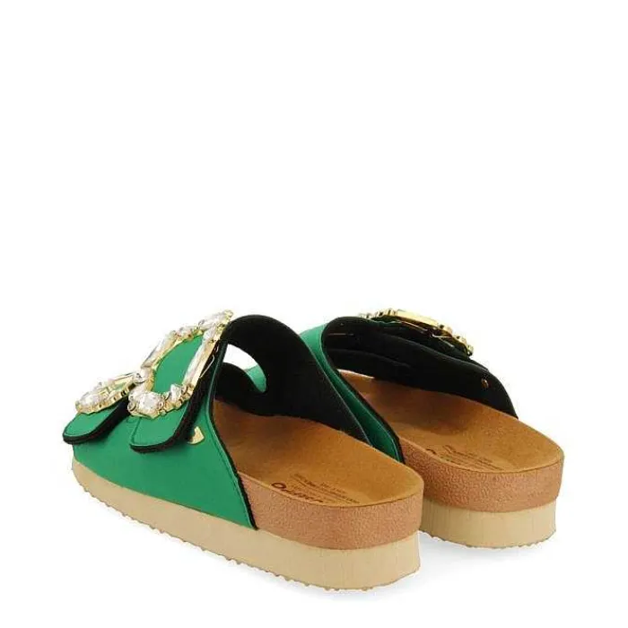 Gioseppo Sandalias Planas<Sandalias Estilo Bio Verde Mujer Aderklaa Adorno Joya