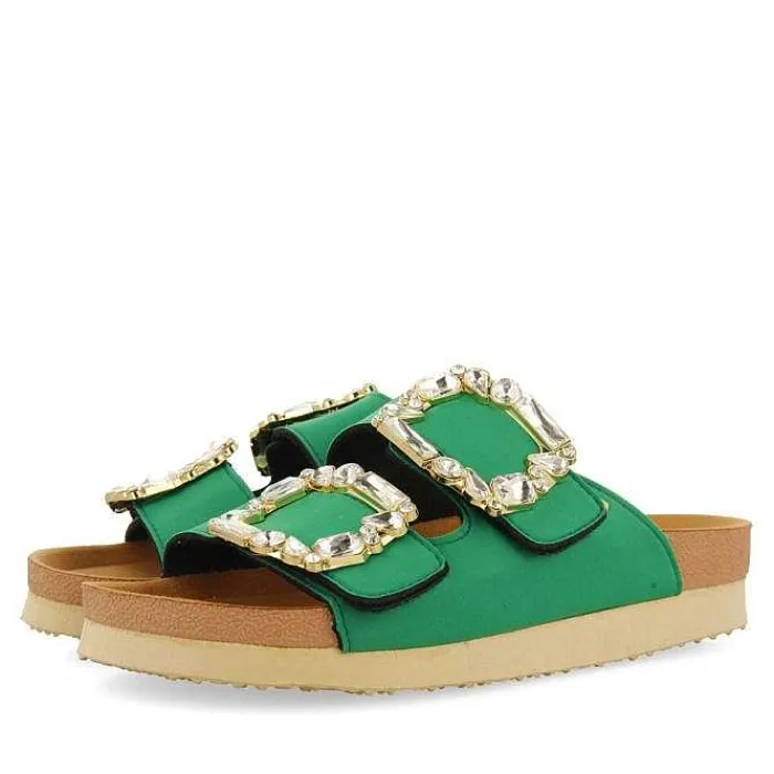 Gioseppo Sandalias Planas<Sandalias Estilo Bio Verde Mujer Aderklaa Adorno Joya