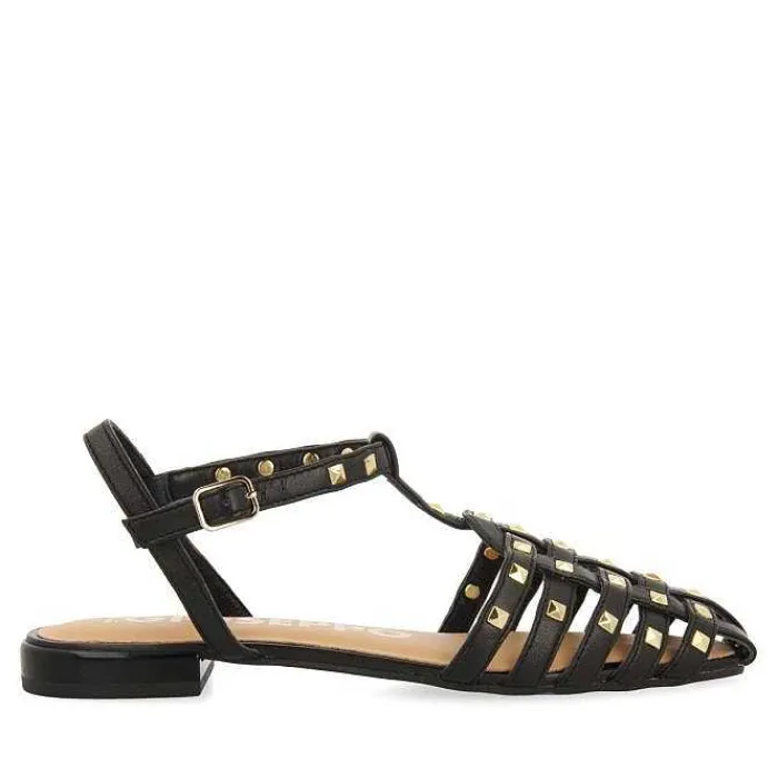 Gioseppo Bailarinas<Sandalias Estilo Cangrejo De Piel Negra Con Tachuelas Para Mujer Canby