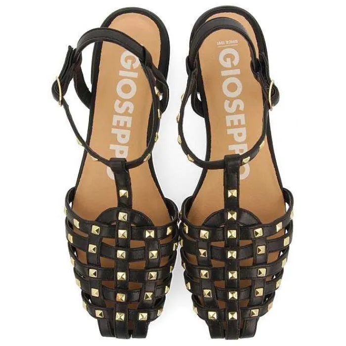 Gioseppo Bailarinas<Sandalias Estilo Cangrejo De Piel Negra Con Tachuelas Para Mujer Canby