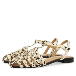 Gioseppo Bailarinas<Sandalias Estilo Cangrejo De Piel Con Estampado Animal Y Tachuelas Para Mujer De Connerton