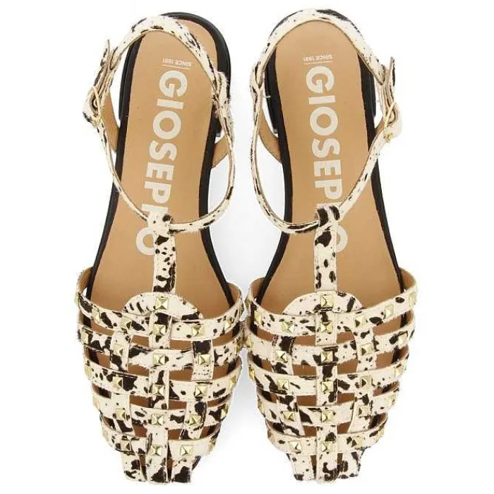 Gioseppo Bailarinas<Sandalias Estilo Cangrejo De Piel Con Estampado Animal Y Tachuelas Para Mujer De Connerton