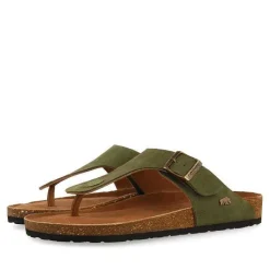 Gioseppo Chancletas<Sandalias Estilo Griego De Piel Khaki Con Suela Bio Para Hombre Ruskin