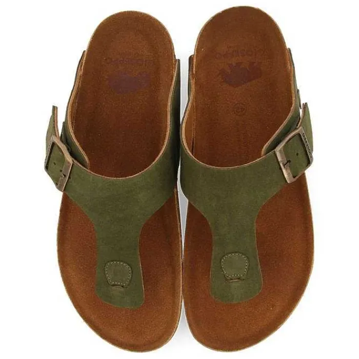 Gioseppo Chancletas<Sandalias Estilo Griego De Piel Khaki Con Suela Bio Para Hombre Ruskin