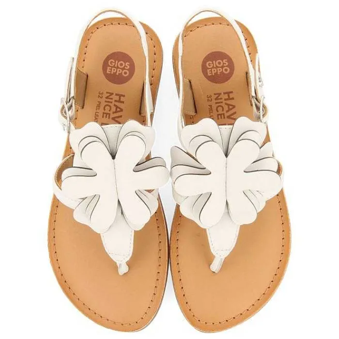 Gioseppo Niñas |Sandalias<Sandalias Estilo Griego De Piel Blanca Con Decoracion De Flores Para Nina Y Nino Suke