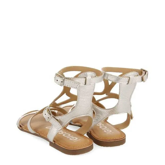 Gioseppo Sandalias Planas<Sandalias Estilo Romano Piel Plata Para Mujer Topoje