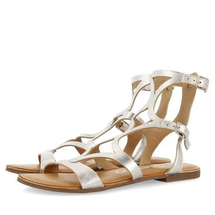 Gioseppo Sandalias Planas<Sandalias Estilo Romano Piel Plata Para Mujer Topoje