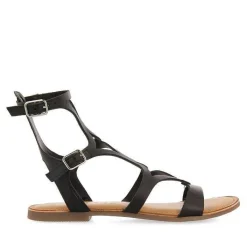 Gioseppo Sandalias Planas<Sandalias Estilo Romano Piel Negra Para Mujer Topoje